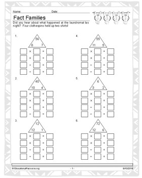 multiplication and division fact families educational resource